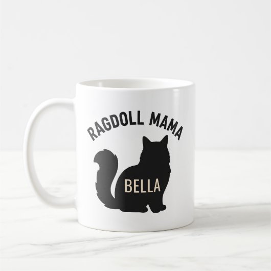 Ragdoll Mama Cat Silhouette Personalized Name Koffiemok (Links)