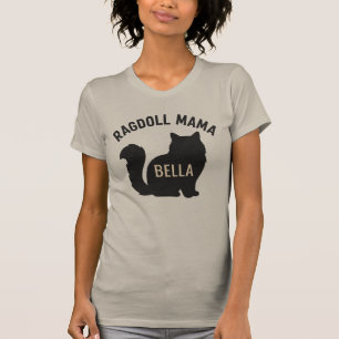 Ragdoll Mama Kat Silhouet Persoonlijke Naam T-shirt