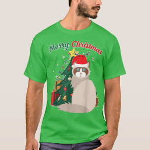 Ragdoll met kerstboomkleed Sneeuwvlokken Vooraf T-shirt