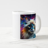 Ragdoll ras van kat kleur explosie achtergrond grote koffiekop (Voorkant rechts)