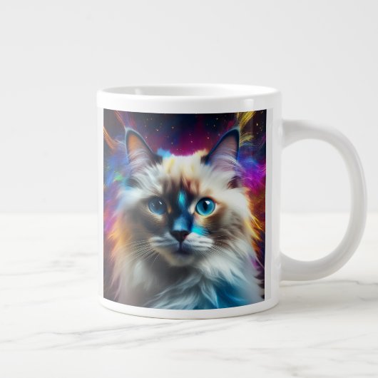 Ragdoll ras van kat kleur explosie achtergrond grote koffiekop (Rechts)