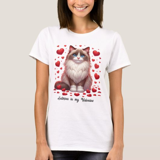 Ragdoll Romance: Valentijnsdag Hartelijk Paws T-shirt (Voorkant)