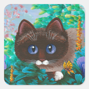 Ragdoll Siamese Kat Creationarts Vierkante Sticker