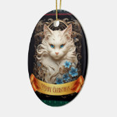 Ragdool White Cat Art Nouveau stijl Keramisch Ornament (Links)