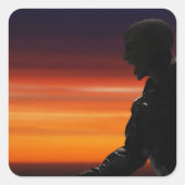 Rage at Sunset: Fury of a Fantasy Warrior Vierkante Sticker (Voorkant)