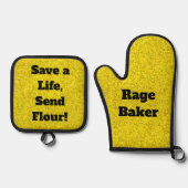 Rage Baker Gele Oven Mitt en Pot Houders Ovenwant & Pannenlap Set (Voorkant)