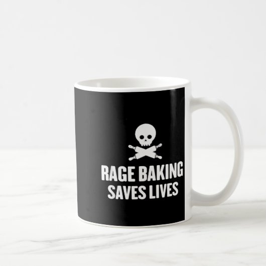 Rage Baking Saves Live Skull Funny Baker Cook Chef Koffiemok (Rechts)