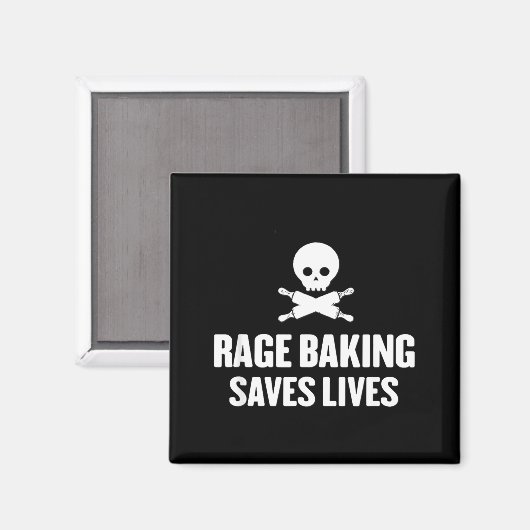 Rage Baking Saves Live Skull Funny Baker Cook Chef Magneet (Voorkant / Achterkant)