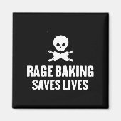 Rage Baking Saves Live Skull Funny Baker Cook Chef Magneet (Voorkant)