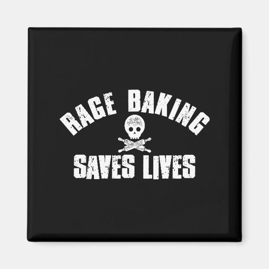 Rage Baking Saves Live Skull Funny Baker Cook Chef Magneet (Voorkant)
