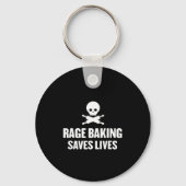 Rage Baking Saves Live Skull Funny Baker Cook Chef Sleutelhanger (Voorkant)