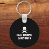 Rage Baking Saves Live Skull Funny Baker Cook Chef Sleutelhanger (Voorkant)