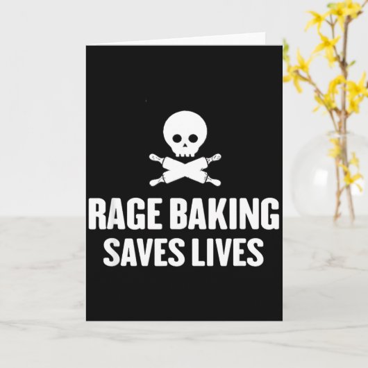 Rage Bakken Redt Live Schedel Funny Baker Kok Chef Kaart (Gele Bloem)