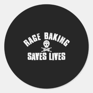 Rage bakken redt Live Skull grappige bakker kok ch Ronde Sticker