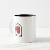 Rage Cage Funny Drinken Drink games Tweekleurige Koffiemok (Voorkant links)