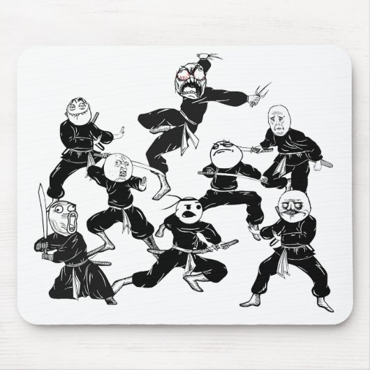 Rage Comic Meme Faces Ninja Gang Mousepad Muismat (Voorkant)