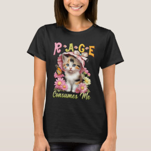 Rage Consumes Kat Kleine Kitten Grote Bonnet Bloem T-shirt