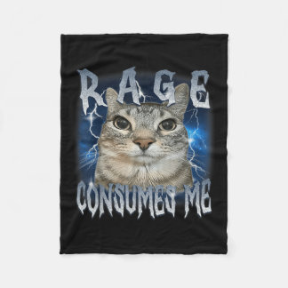 Rage Consumes Me Cat Funny Meme Fleece Deken