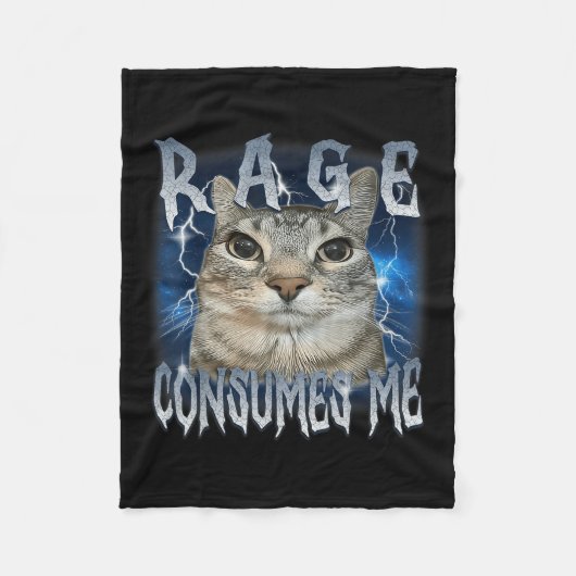 Rage Consumes Me Cat  Funny Meme Fleece Deken (Voorkant)