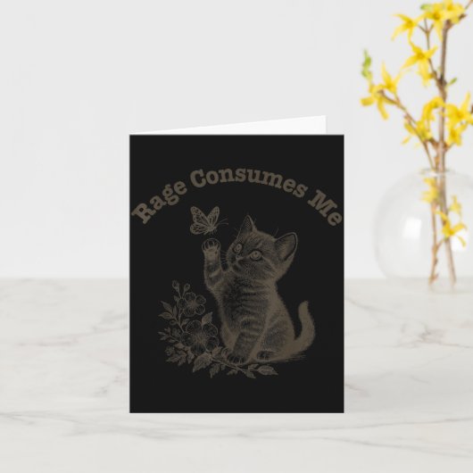 Rage Consumes Me Cat  Kaart (Gele Bloem)