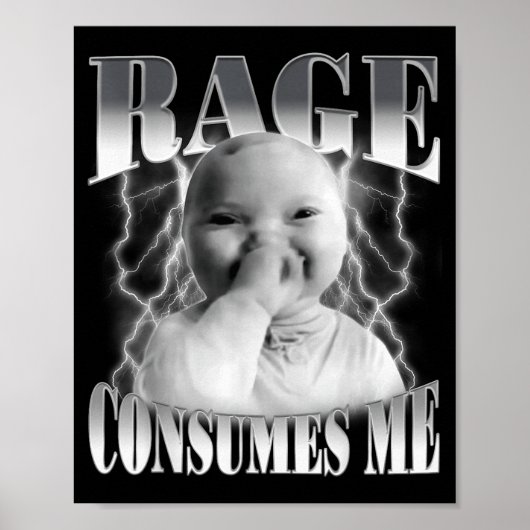 Rage Consumes Me Funny Ai Baby Holding Laugh Brain Poster (Voorkant)