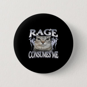Rage Consumes Me Funny Gekke Staring Cat Meme Vrou Ronde Button 5,7 Cm
