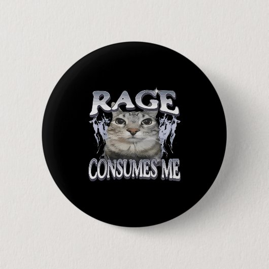 Rage Consumes Me Funny Gekke Staring Cat Meme Vrou Ronde Button 5,7 Cm (Voorkant)