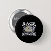 Rage Consumes Me Funny Gekke Staring Cat Meme Vrou Ronde Button 5,7 Cm (Voorkant /achterkant)