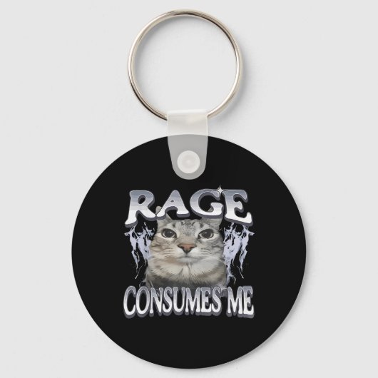 Rage Consumes Me Funny Gekke Staring Cat Meme Vrou Sleutelhanger (Voorkant)