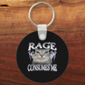 Rage Consumes Me Funny Gekke Staring Cat Meme Vrou Sleutelhanger (Voorkant)