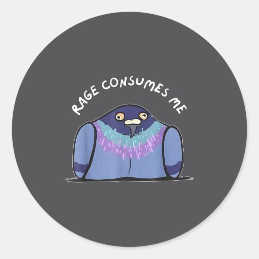 Rage Consumes Me Funny Geon Meme Hand Drawn  Ronde Sticker (Voorkant)