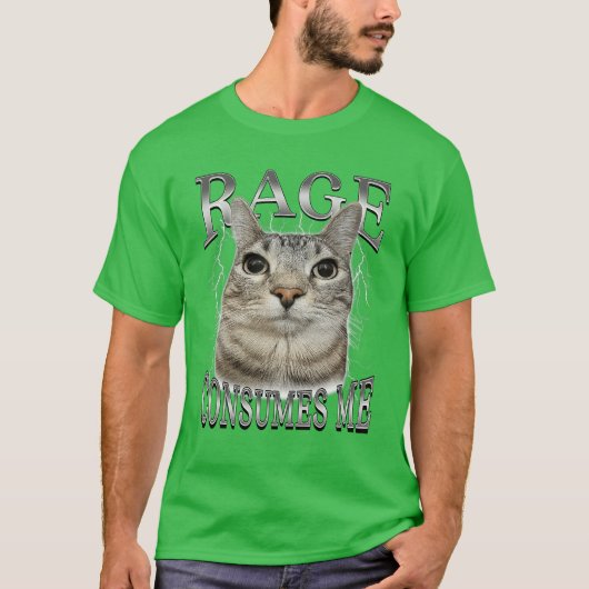 Rage Consumes Me Funny Silly Staring Cat Meme Wome T-shirt (Voorkant)