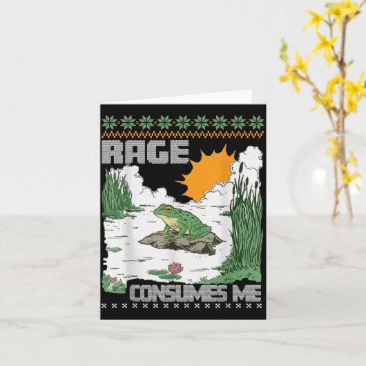 Rage Consumes Me Ugly Christmas Sweaters Funny Fro Kaart (Gele Bloem)