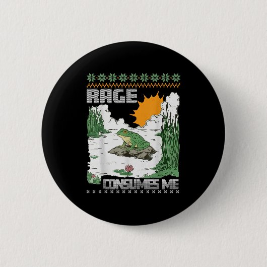 Rage Consumes Me Ugly Christmas Sweaters Funny Fro Ronde Button 5,7 Cm (Voorkant)