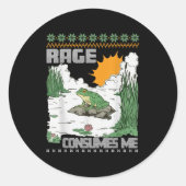 Rage Consumes Me Ugly Christmas Sweaters Funny Fro Ronde Sticker (Voorkant)