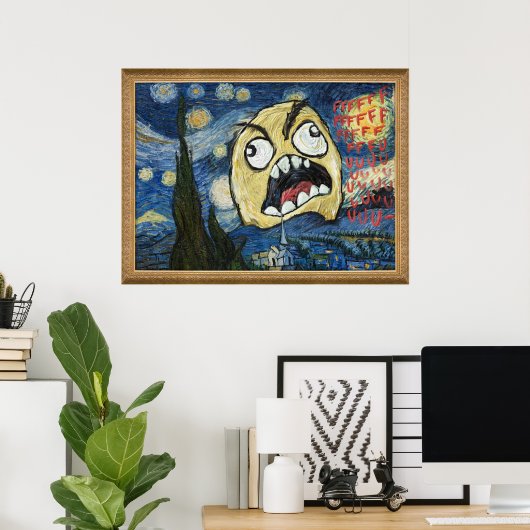 Rage Face Meme Face Comic Classy Painting Poster (Thuiskantoor)