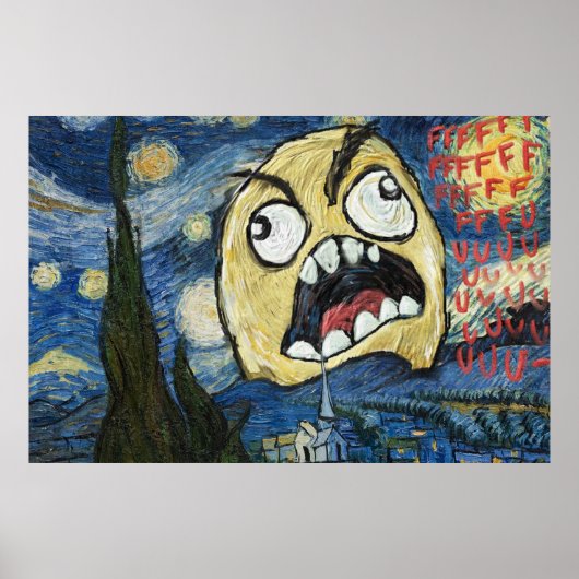 Rage Face Meme Face Comic Classy Painting Poster (Voorkant)