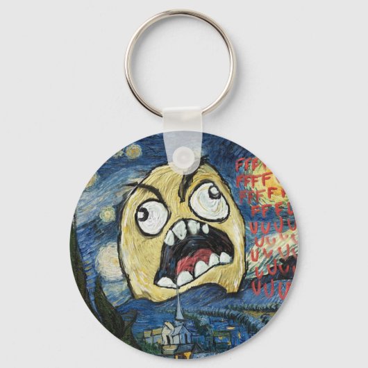 Rage Face Meme Face Comic Classy Painting Sleutelhanger (Voorkant)
