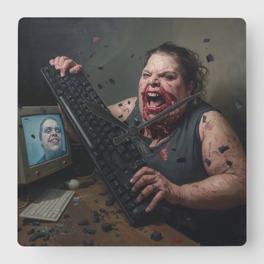 Rage-fout: Systeemfout - Ctrl Alt Delirium Vierkante Klok (Voorkant)