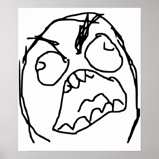 Rage Guy Angry Fuu Fuuu Rage Face Meme Poster (Voorkant)