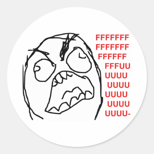 Rage Guy Angry Fuu Fuuu Rage Face Meme Ronde Sticker (Voorkant)