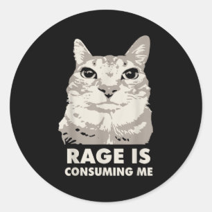 Rage is het consumeren van me Angry Cat Meme sarca Ronde Sticker