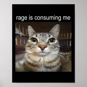 Rage is het consumeren van me Gekke staren cat mem Poster