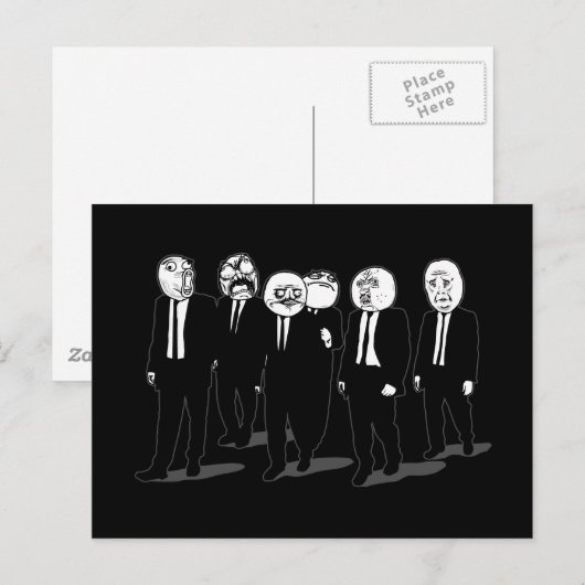 rage komische meme loopt door briefkaart (Voorkant / Achterkant)