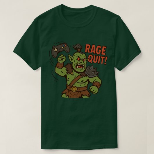Rage Quit Funny D&D Orc T-shirt (Design voorkant)