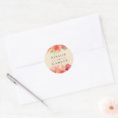Ragfijn Waterverf Bloem Champagne Ronde Sticker (Envelop)