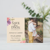 Ragfijne bloemenfoto save the date aankondiging (Staand voorkant)