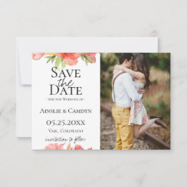 Ragfijne bloemenfoto save the date aankondiging