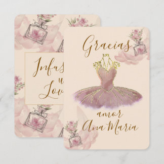 Ragfijne Mauve Gouden Ballerina Jurk Bloemengeur Bedankkaart