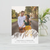 Ragfijne Overlay Dubbelzijdige Foto Save the Date (Staand voorkant)